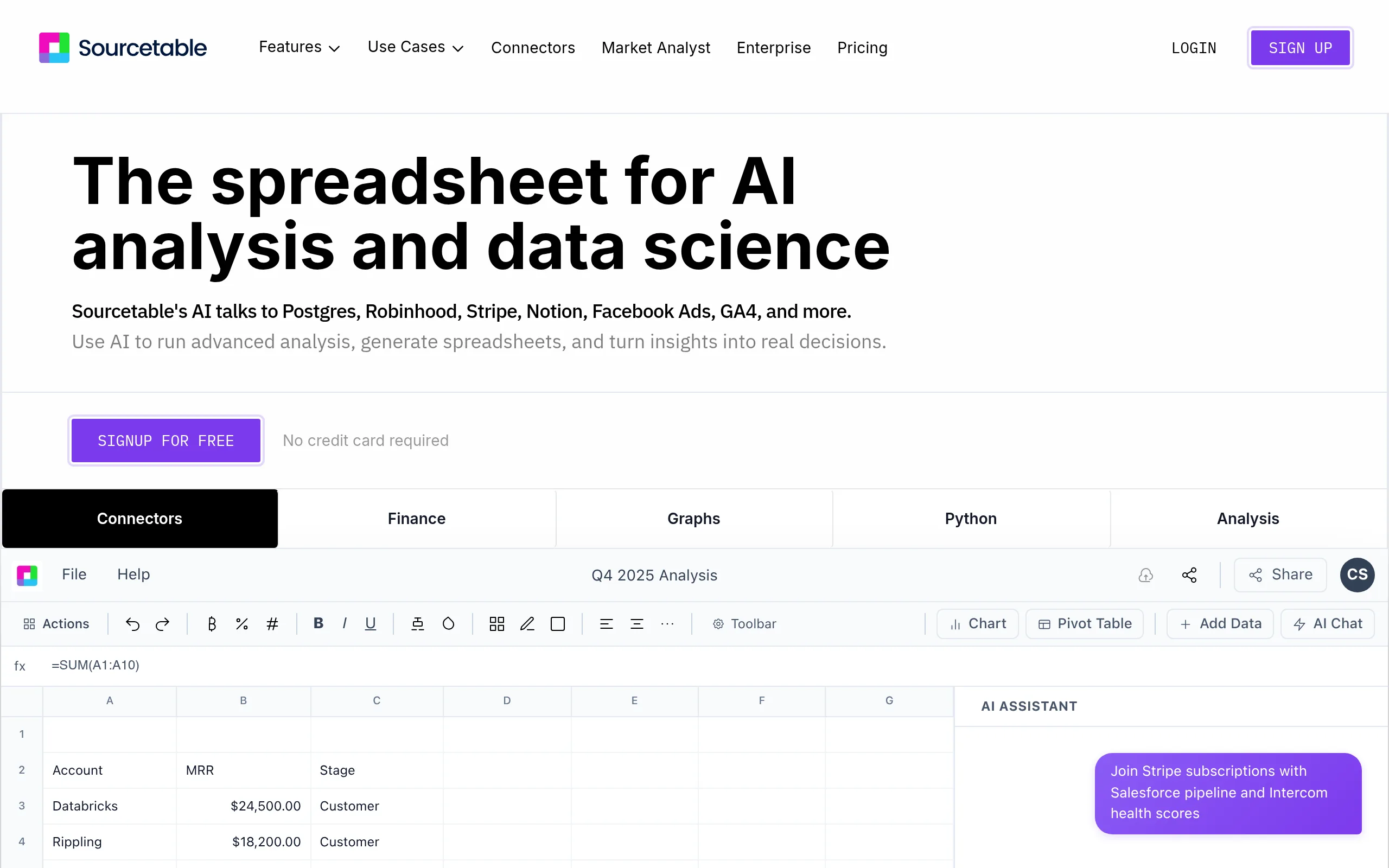 Sourcetable: AI-таблицы для анализа данных без формул и кода