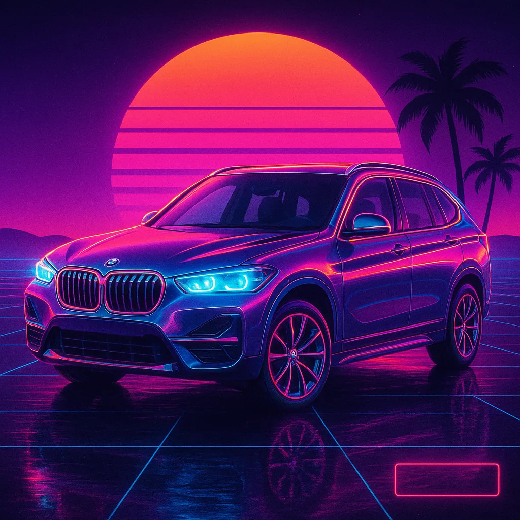 Retrowave-портрет авто: перерисовка фото в стиль 80-х